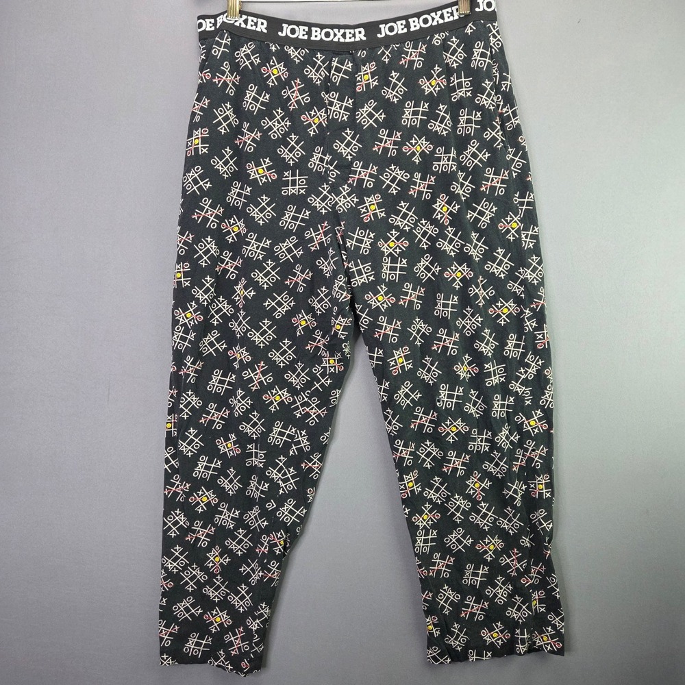 Joe Boxer Pajama Pants Tic Tac Toe Smiley Large Black Cotton Lounge Sleepwear